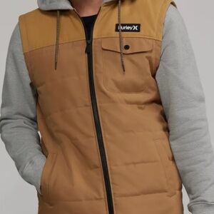 Hurley Men's Brown and Gray Puffer Jacket Men's Size Small NWT